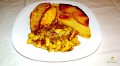 Fried roast breadfruit and ackee and saltfish.